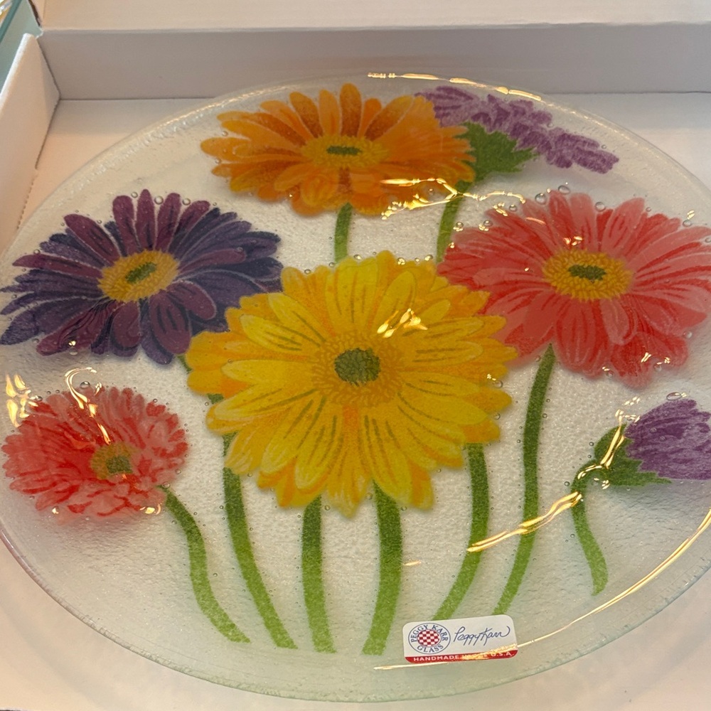 Peggy Karr Glass Peony Plate
